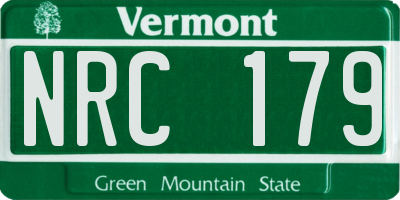 VT license plate NRC179