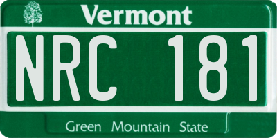 VT license plate NRC181