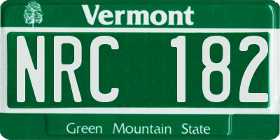 VT license plate NRC182