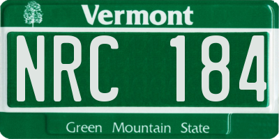 VT license plate NRC184