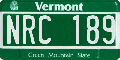 VT license plate NRC189