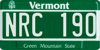 VT license plate NRC190