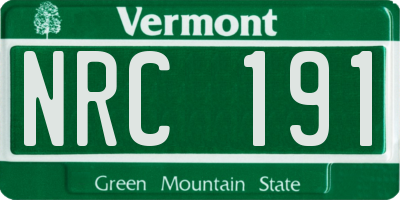 VT license plate NRC191