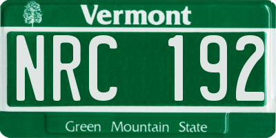 VT license plate NRC192
