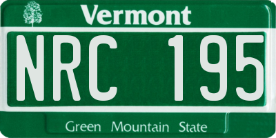 VT license plate NRC195