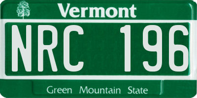 VT license plate NRC196