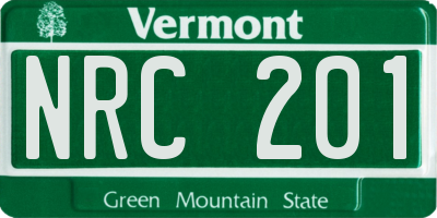 VT license plate NRC201