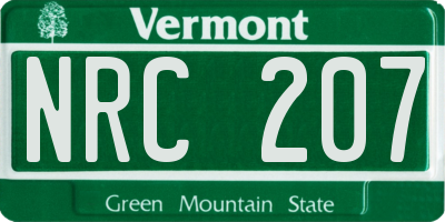 VT license plate NRC207