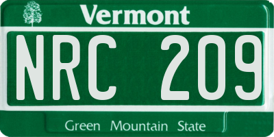 VT license plate NRC209