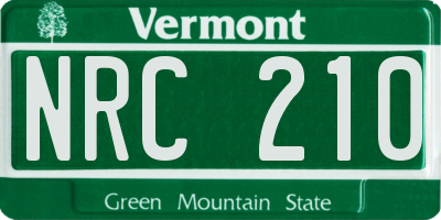 VT license plate NRC210