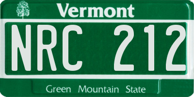 VT license plate NRC212