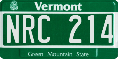 VT license plate NRC214