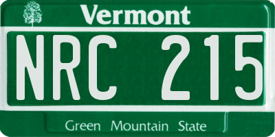 VT license plate NRC215