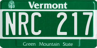 VT license plate NRC217