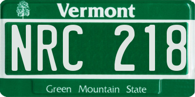 VT license plate NRC218