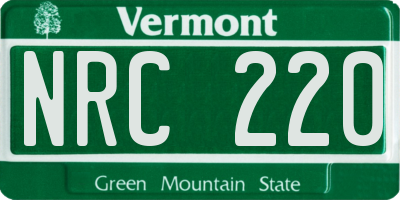 VT license plate NRC220