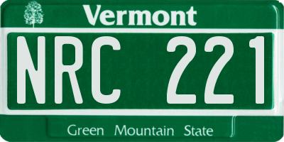 VT license plate NRC221