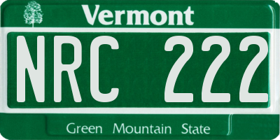 VT license plate NRC222