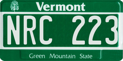 VT license plate NRC223