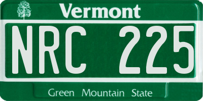 VT license plate NRC225