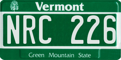 VT license plate NRC226