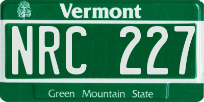 VT license plate NRC227