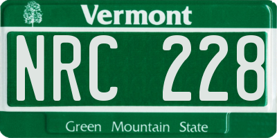 VT license plate NRC228