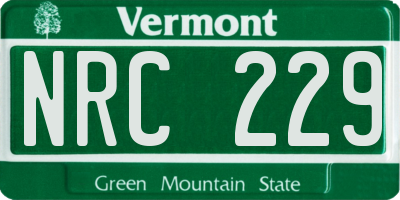 VT license plate NRC229