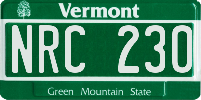 VT license plate NRC230