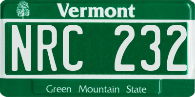 VT license plate NRC232