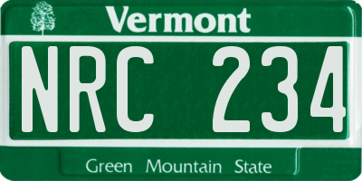 VT license plate NRC234