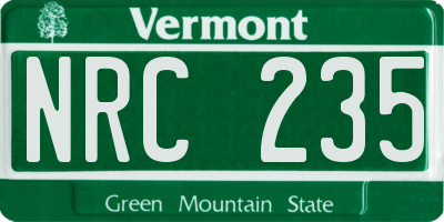 VT license plate NRC235