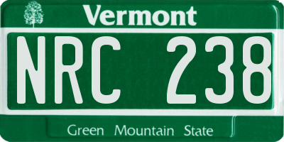VT license plate NRC238