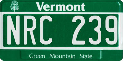 VT license plate NRC239