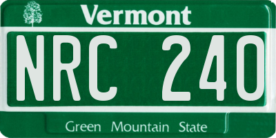 VT license plate NRC240