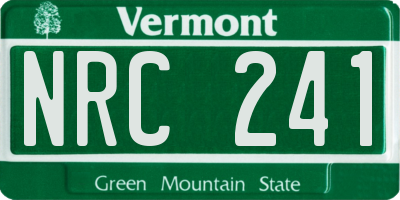 VT license plate NRC241