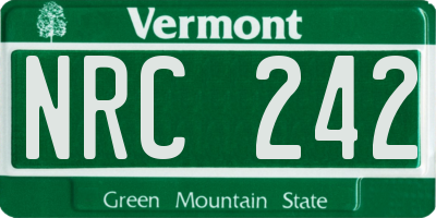 VT license plate NRC242