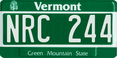 VT license plate NRC244