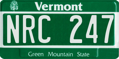 VT license plate NRC247