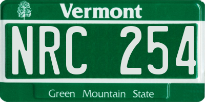 VT license plate NRC254