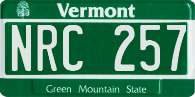 VT license plate NRC257
