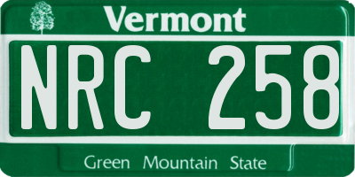 VT license plate NRC258