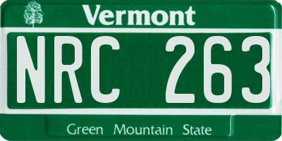 VT license plate NRC263