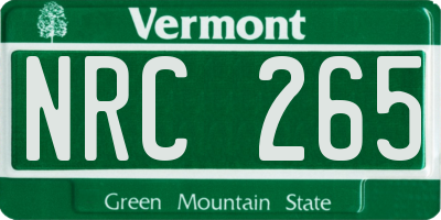 VT license plate NRC265