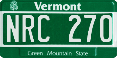 VT license plate NRC270