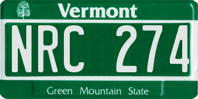 VT license plate NRC274