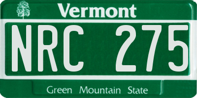 VT license plate NRC275