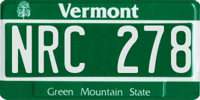 VT license plate NRC278