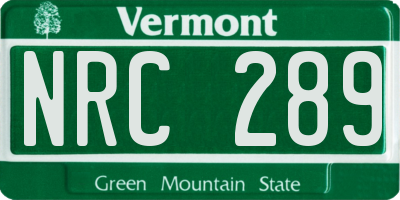 VT license plate NRC289