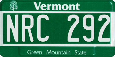 VT license plate NRC292